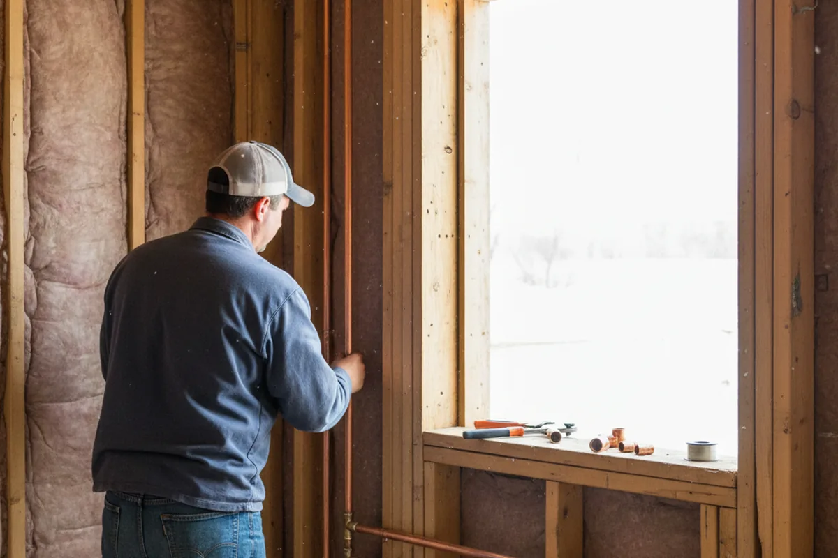 Licensed plumber running new copper supply lines in a Decatur home