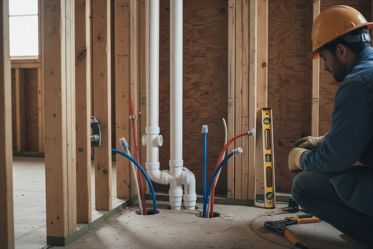 Drain and supply rough-in during Garbage Disposal Repair in Decatur